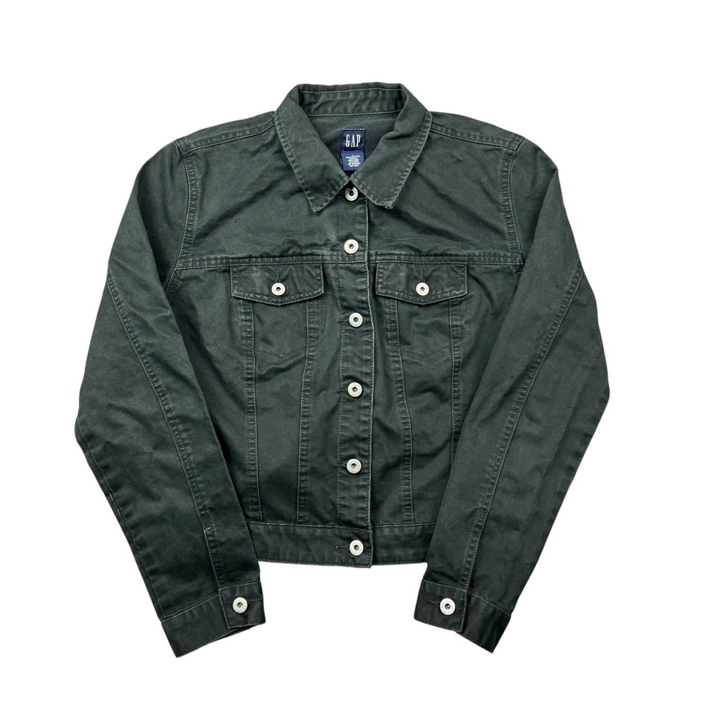 Vintage Gap Trucker‎ Jacket Women Medium Black Button Front 90s Y2K Mallcore